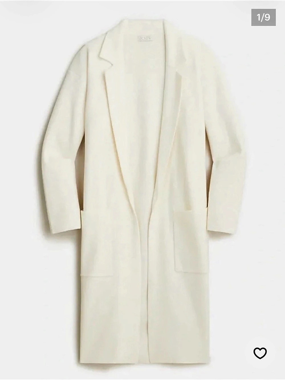 J.Crew Ella Open-Front Long Sweater Blazer Cardigan Ivory Cream Size L